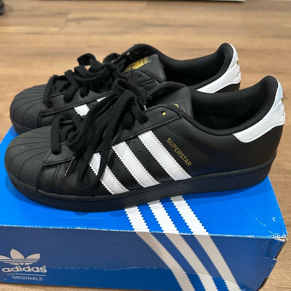 Adidas Originals Superstar black/white turtle shell sneakers sz 10